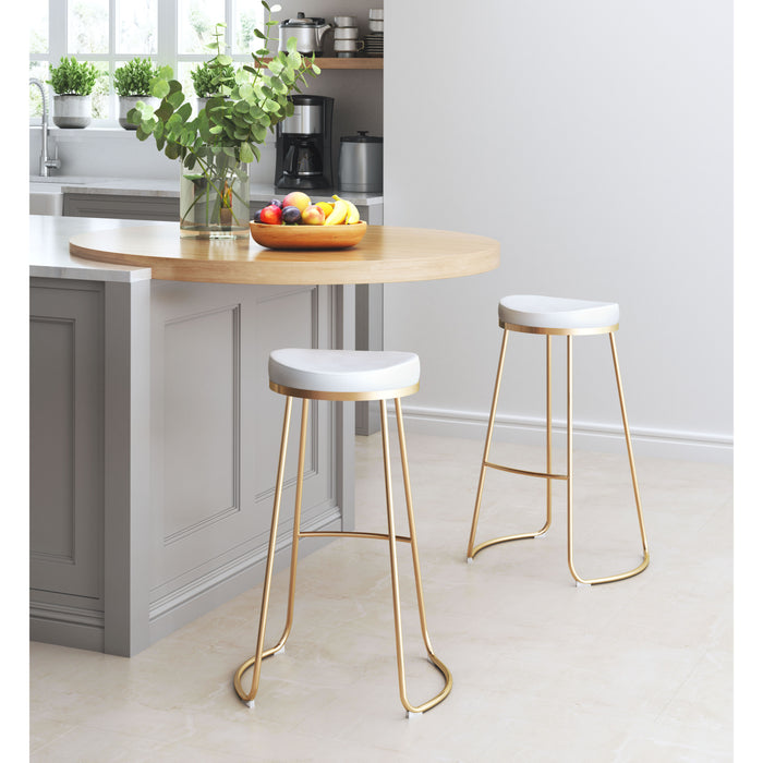Bree Counter Stool White & Gold Set of 2