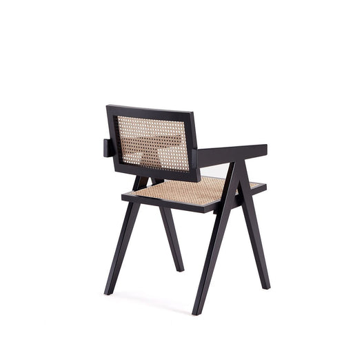 Hamlet Dining Arm Chair in Black and Natural Cane - Set of 2 - Awoken Home