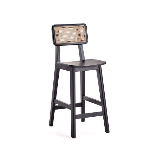 Versailles Counter Stool in Black and Natural Cane - Set of 2 - Awoken Home