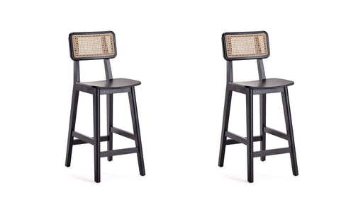 Versailles Counter Stool in Black and Natural Cane - Set of 2 - Awoken Home